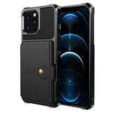 PU Leather Black Wallet Case with Card Holder for iPhone